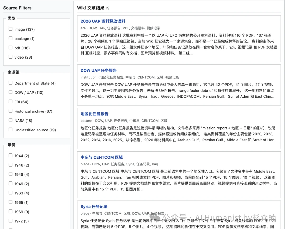 翻完五角大楼公开的全部 UFO 档案后,我完整做了一个 Wiki 网站给大家用