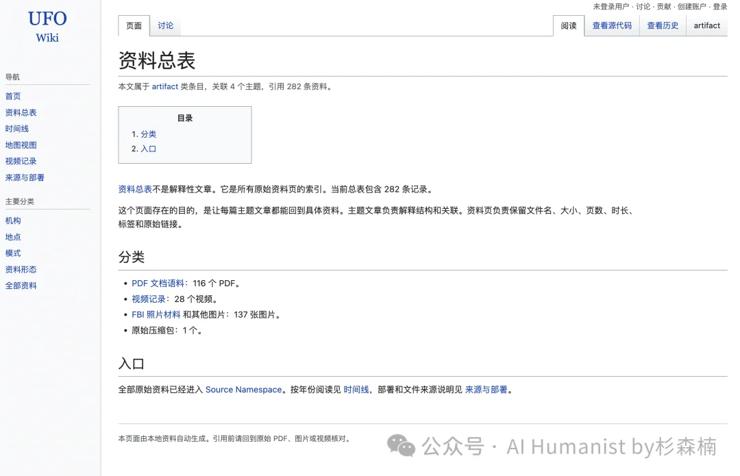 翻完五角大楼公开的全部 UFO 档案后,我完整做了一个 Wiki 网站给大家用