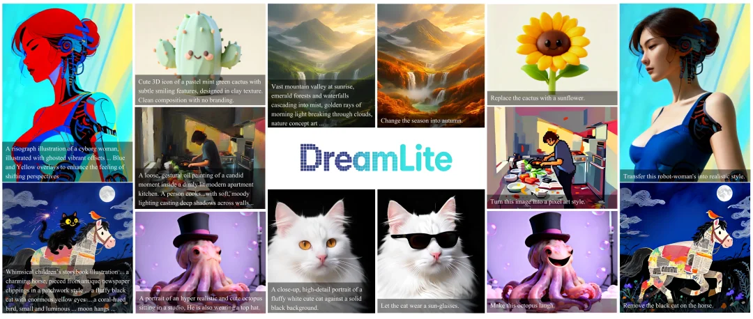 告别云端依赖!字节开源新作DreamLite让手机秒变 AI 画板