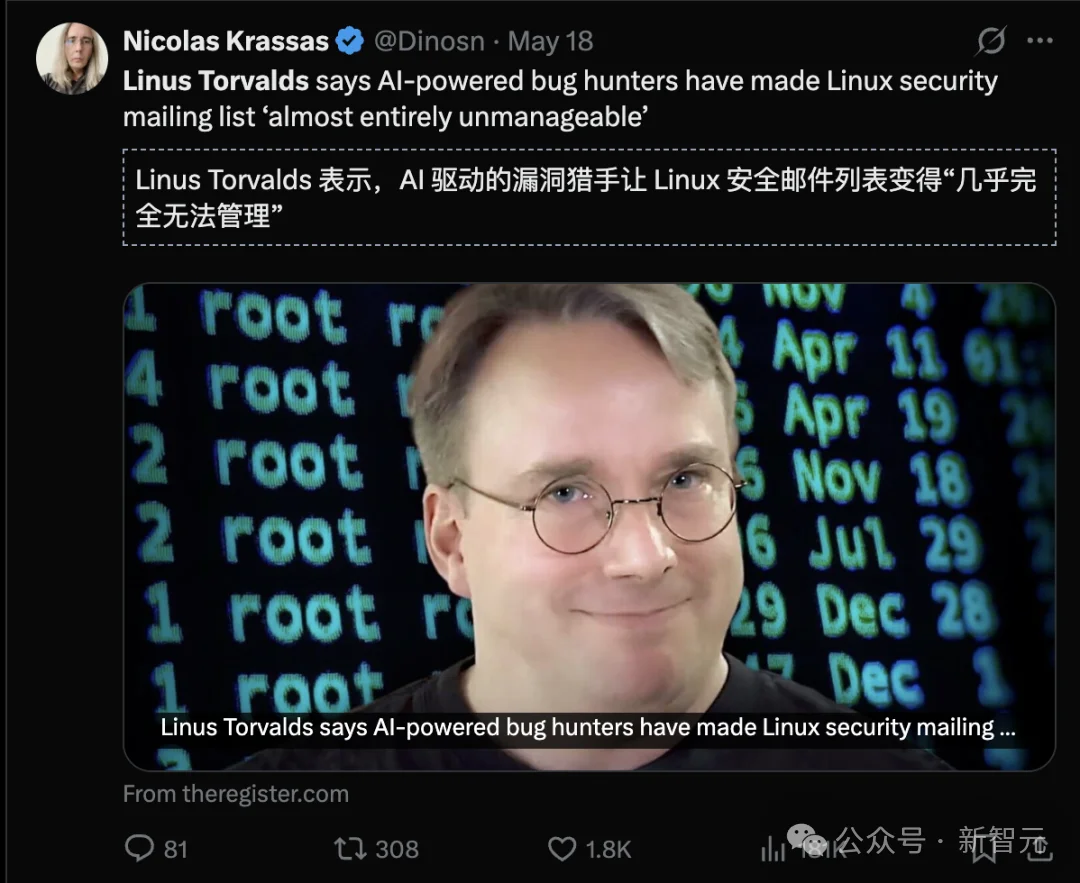 忍无可忍，Linux之父怒怼AI：别再用「智能垃圾」塞满内核列表了！